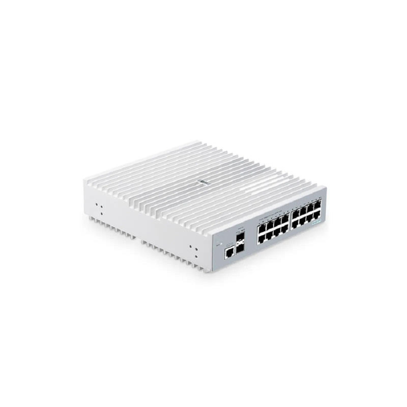 SFPS S3100-16TMS-P, 16-Port Gigabit Ethernet L2+ PoE+ Switch, 6 x PoE+ Ports, 2 x 5Gb PoE+ Ports@125W, 10 x 1Gb RJ45, with 2 x 10Gb SFP+ Uplinks, Broadcom Chip, Fanless