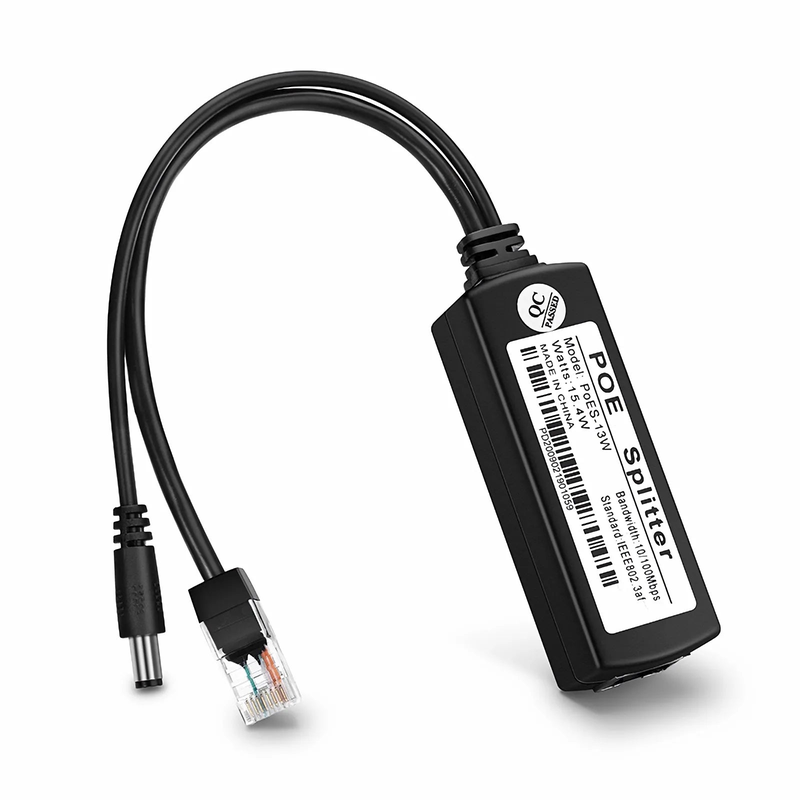 SFPS Single Port 10/100M PoE Splitter Cable with DC 12V Output, 13W