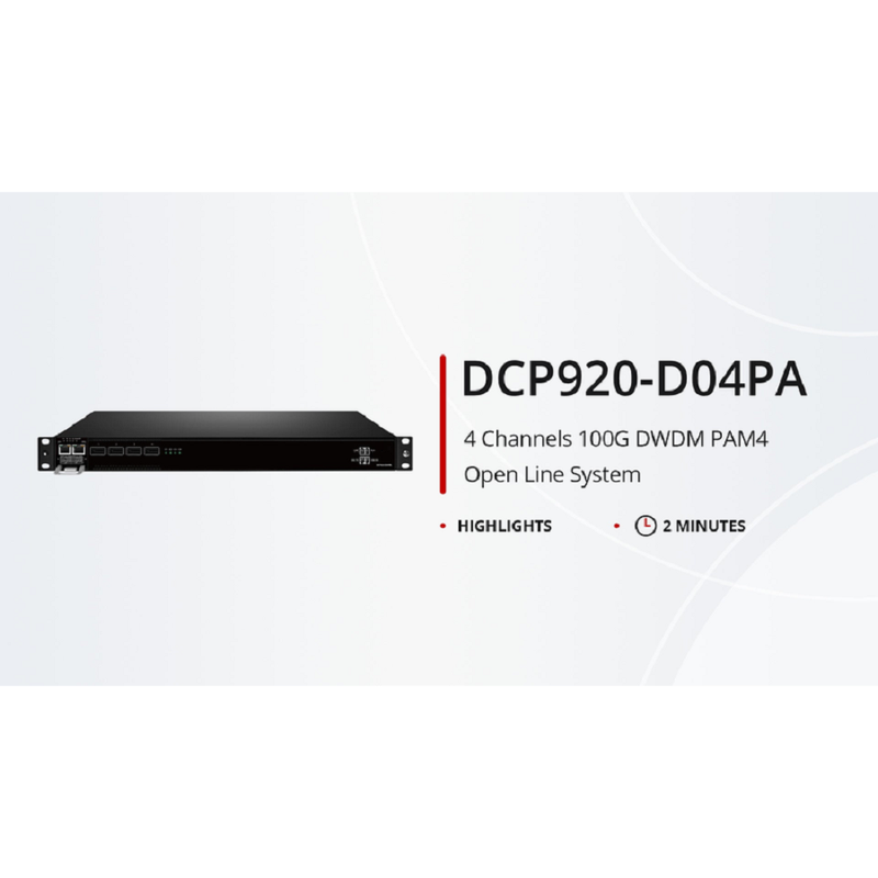 SFPS DCP920-D04PA, 4 Channel 100G DWDM PAM4 Active Multiplexer, C45-C60, 4 x 100G QSFP28, Single Fiber, Side-A, Built-in 100G PAM4 Module, 1U Rack Mount, 0-80km, Support AmpCon-T/Web Network Management