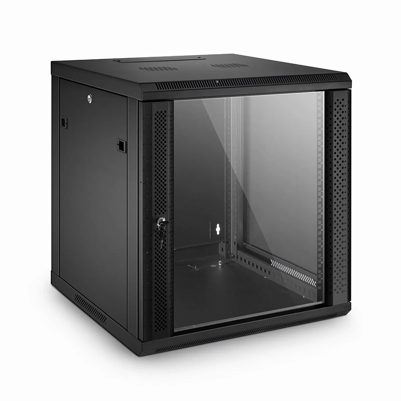 SFPS 12U GW600-Series 19" 4-Rails Wall Mount Cabinet with Glass Front Door
