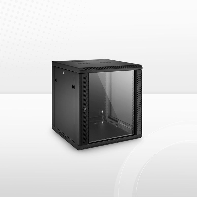 SFPS 12U GW600-Series 19" 4-Rails Wall Mount Cabinet with Glass Front Door