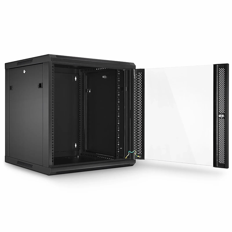 SFPS 12U GW600-Series 19" 4-Rails Wall Mount Cabinet with Glass Front Door