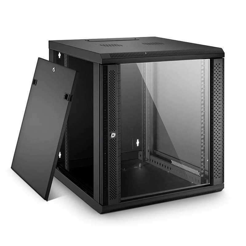 SFPS 12U GW600-Series 19" 4-Rails Wall Mount Cabinet with Glass Front Door