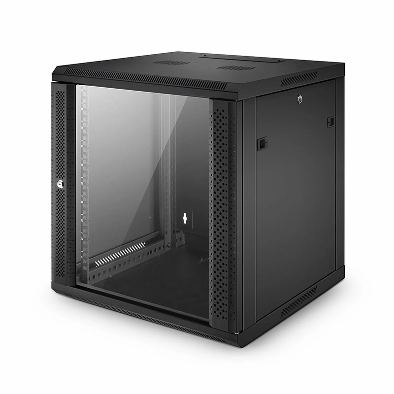 SFPS 12U GW600-Series 19" 4-Rails Wall Mount Cabinet with Glass Front Door