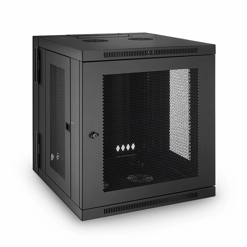 SFPS 12U GV600-Series 19" 4-Rails Wall Mount Cabinet with Vented Front Door, Hinged Back