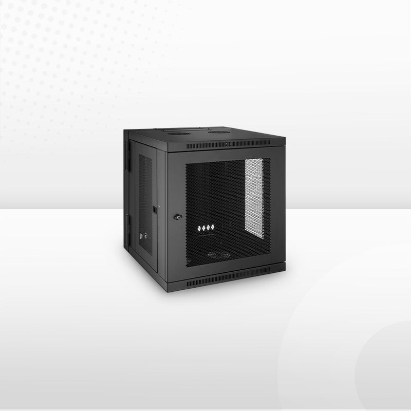 SFPS 12U GV600-Series 19" 4-Rails Wall Mount Cabinet with Vented Front Door, Hinged Back