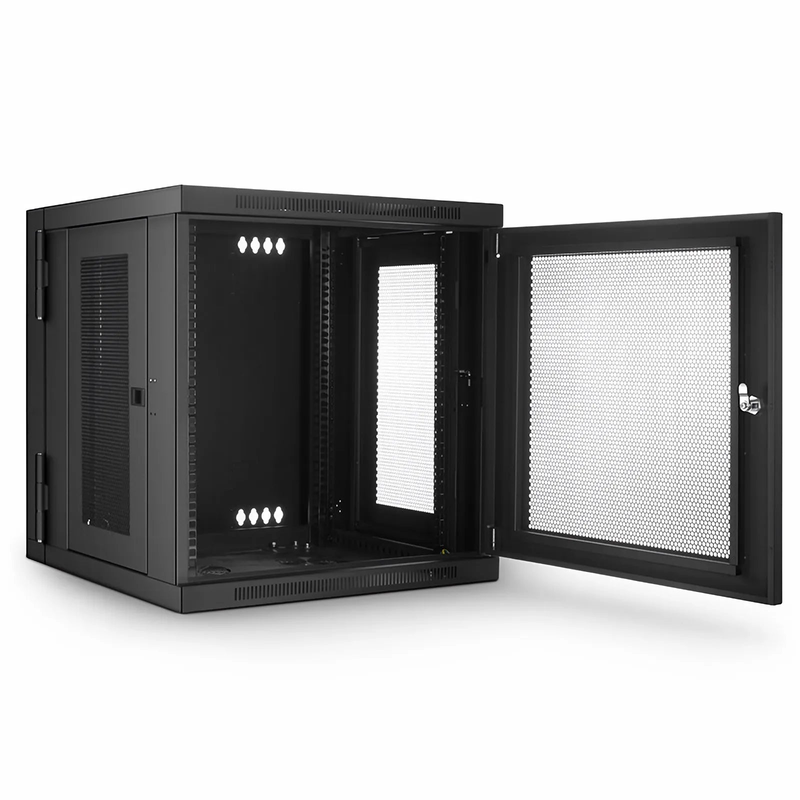 SFPS 12U GV600-Series 19" 4-Rails Wall Mount Cabinet with Vented Front Door, Hinged Back