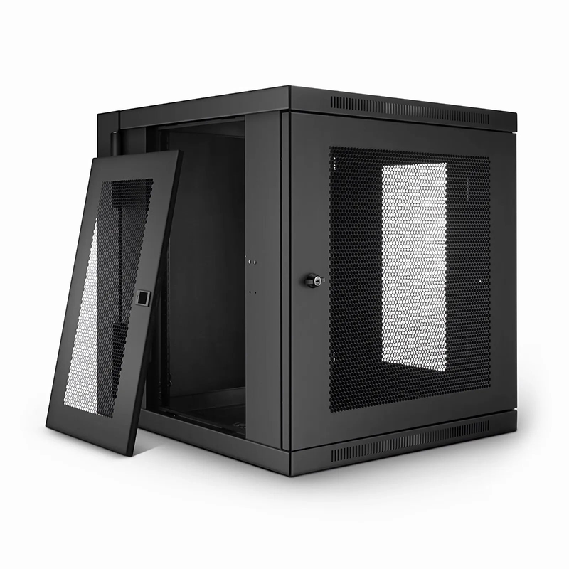 SFPS 12U GV600-Series 19" 4-Rails Wall Mount Cabinet with Vented Front Door, Hinged Back