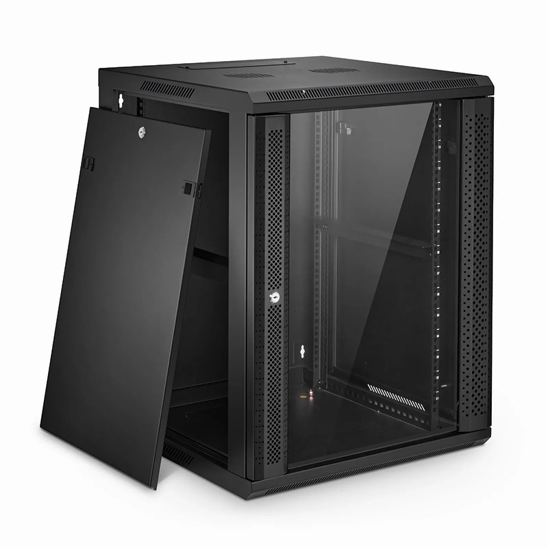 SFPS 15U GW600-Series 19" 4-Post Wall Mount Cabinet with Glass Front Door
