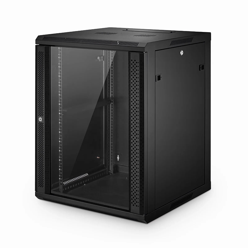 SFPS 15U GW600-Series 19" 4-Post Wall Mount Cabinet with Glass Front Door