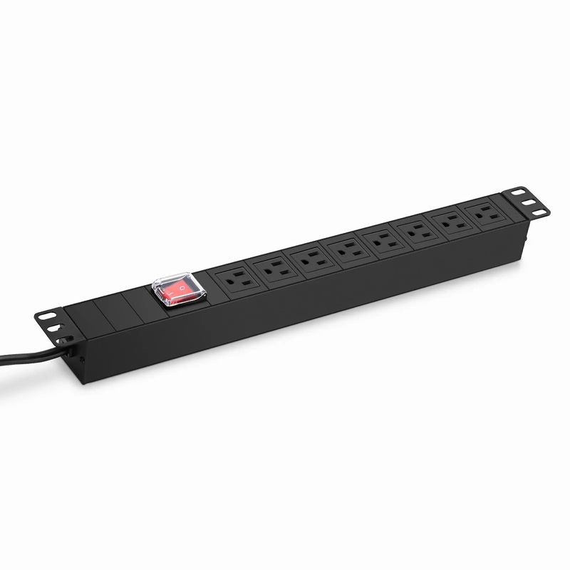 SFPS 1.88kW Single-Phase 15A/125V Basic Rack PDU, 8 x NEMA 5-15R Outlets, NEMA 5-15P Plug, 6.6ft Cord, 1U Rack-Mount