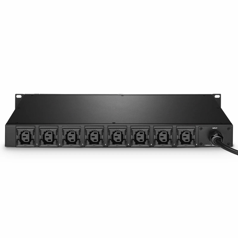 SFPS 1.20kW Single-Phase 10A/120V Monitored Rack PDU, 8 x C13 Outlets, IEC320 C14 Plug, 6.6ft Cord, 1U Rack-Mount