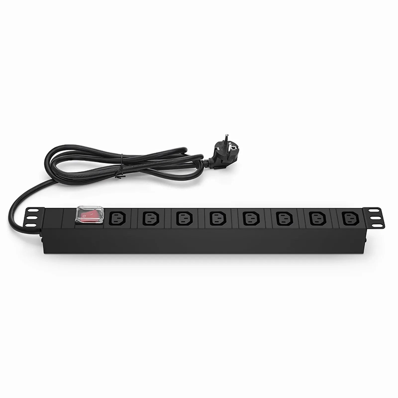 SFPS 1.8kW Single-Phase 16A/250V Basic Rack PDU, 8 x C13 Outlets, CEE7 Plug, 6.6ft Cord, 1U Rack-Mount