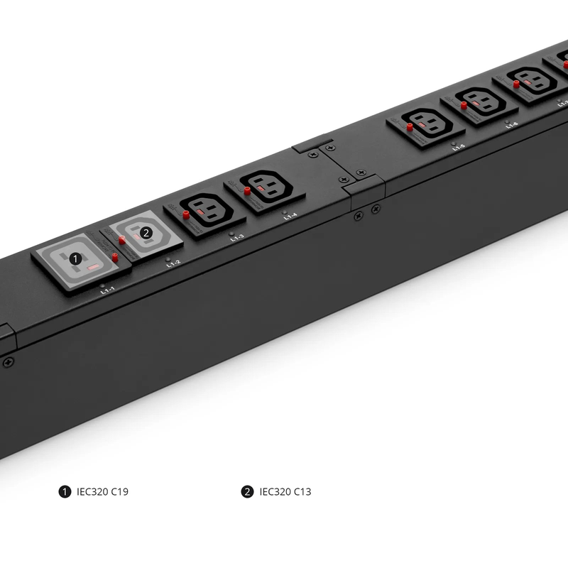 SFPS 23kW 3-Phase 32A/415V Switched Rack PDU, 21 x C13 & 3 x C19 Outlets, IEC309 32A 3P+N+PE Plug, 10ft Cord, 0U Vertical