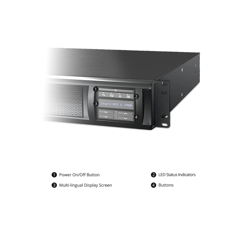 SFPS APC Smart-UPS X, Line Interactive, 1500VA/1350W, 120V, 8 x NEMA 5-15R Outlets, SmartConnect & SmartSlot, 1 Replaceable Battery Module Included, Rack 2U/Tower Convertible