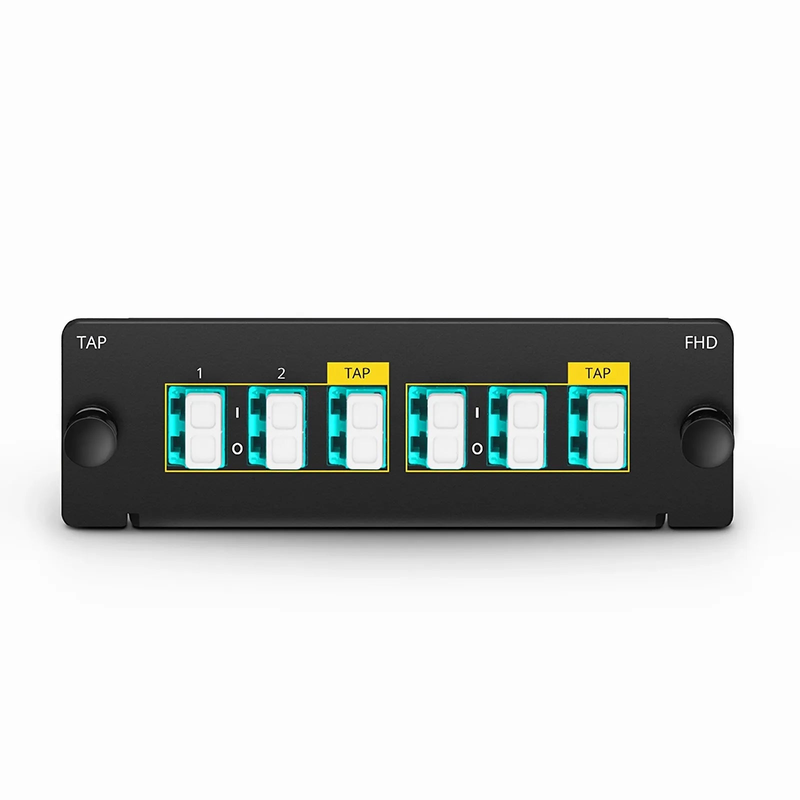 SFPS FHDA LC TAP Cassette, OM4 Multimode, 4 x LC Duplex Live Ports, 2 x LC Duplex TAP Ports, 50/50 Split Ratio (Live/TAP), 1/10/40/100G