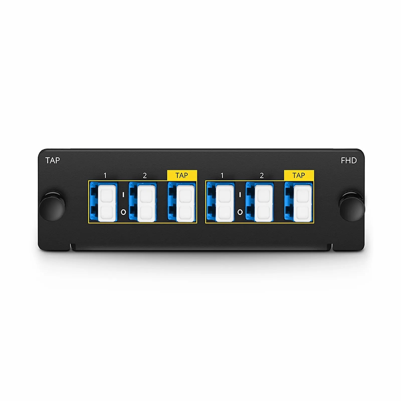 SFPS FHDA LC TAP Cassette, OS2 Single Mode, 4 x LC Duplex Live Ports, 2 x LC Duplex TAP Ports, 50/50 Split Ratio (Live/TAP), 1/10/40/100G