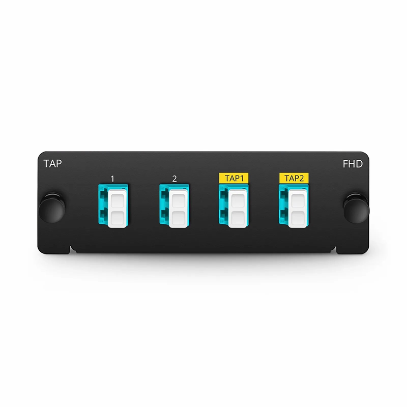 SFPS FHDA BIDI LC TAP Cassette, OM4 Multimode, 2 x LC Duplex Live Ports, 2 x LC Duplex TAP Ports, 50/50 Split Ratio (Live/TAP), 40G