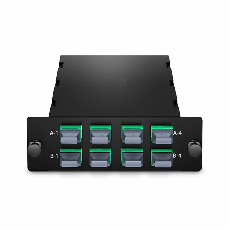 SFPS FHDA 4 x MTP®-8 Mesh Cassette, 32 Fibers OM4 Multimode, Universal, 4 x 8F MTP® to 4 x 8F MTP® (Aqua), 0.35dB Max.