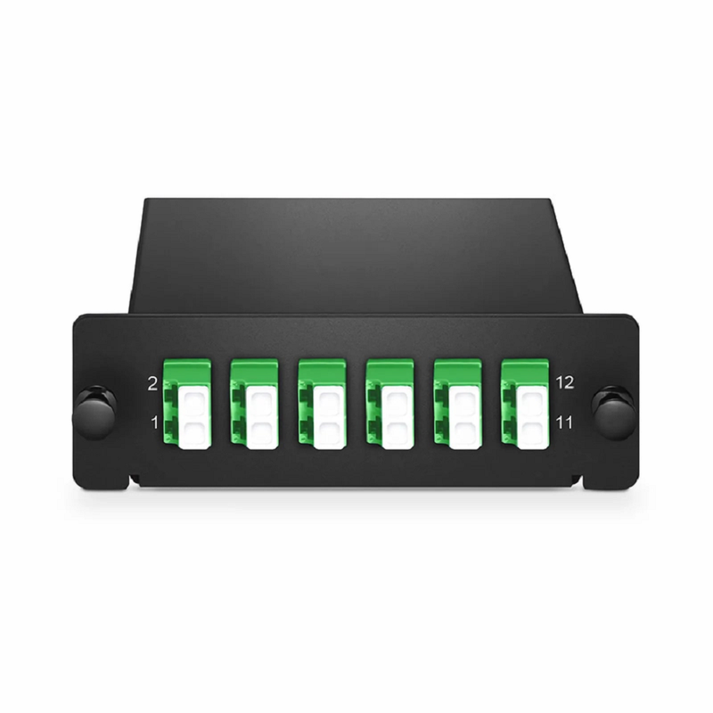 SFPS FHDA LC Splice Cassette with Pigtails, 12 Fibers OS2 Single Mode, 6 x LC APC Duplex (Green), 0.3dB Max.