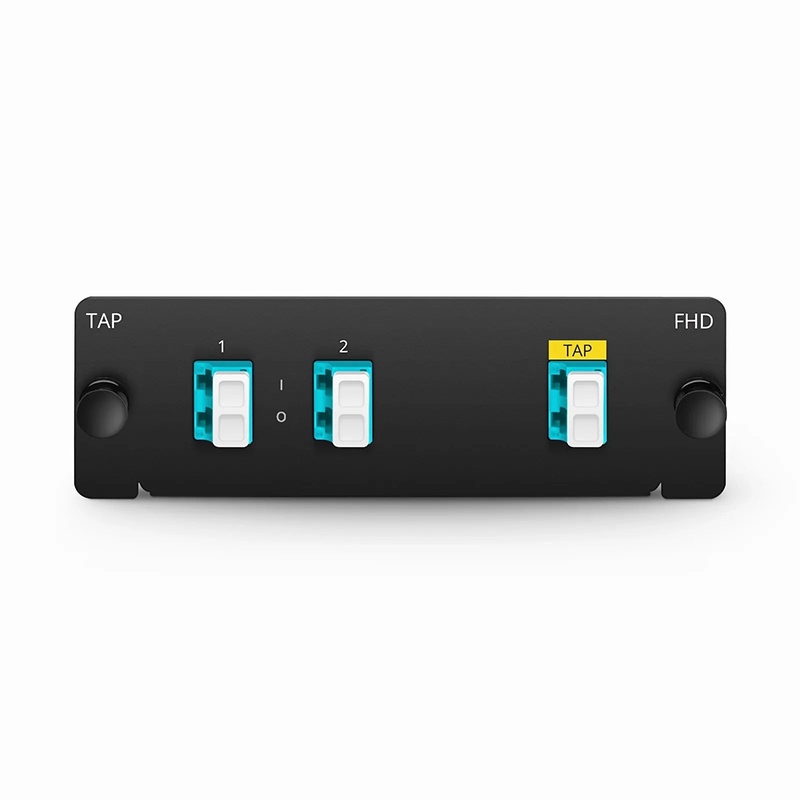 SFPS FHDA LC TAP Cassette, OM4 Multimode, 2 x LC Duplex Live Ports, LC Duplex TAP Port, 50/50 Split Ratio (Live/TAP), 1/10/40/100G