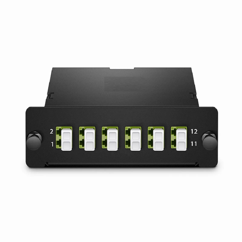 SFPS FHDA MTP®-LC Cassette, OM5 Multimode, Type A, 12 Fibers, MTP®-12 (Male) to 6 x LC Duplex, 0.35dB Max.