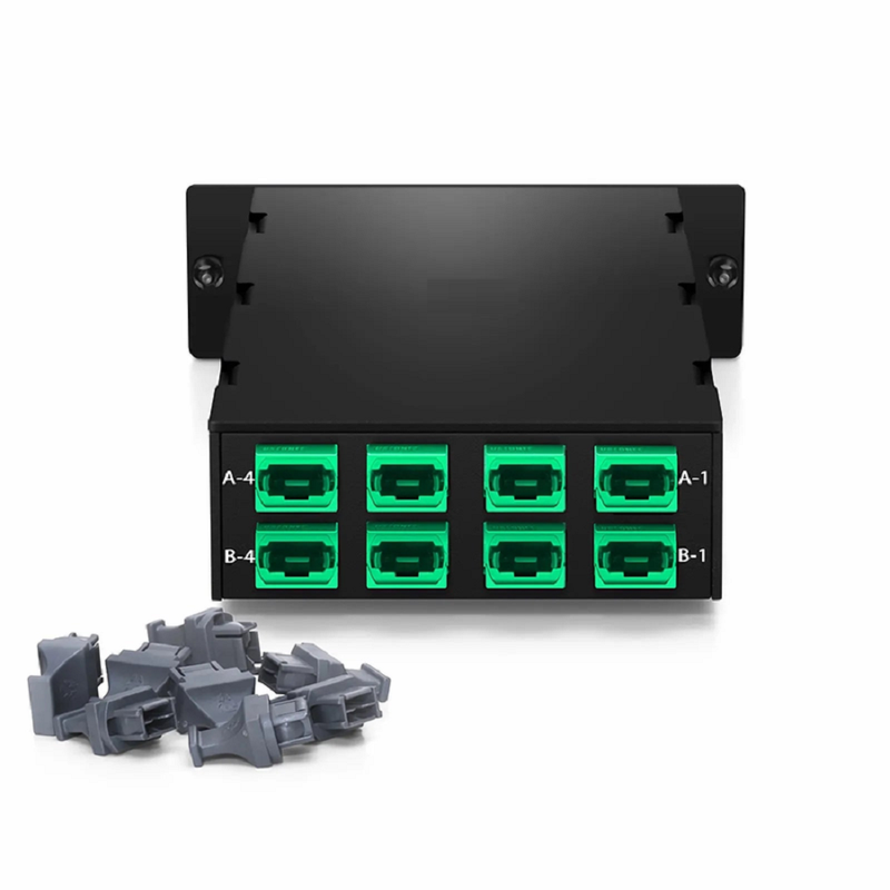 SFPS FHDA 4 x MTP®-8 Mesh Cassette, 32 Fibers OS2 Single Mode, Universal, 4 x 8F MTP® to 4 x 8F MTP® (Green), 0.35dB Max.