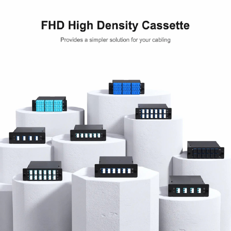 SFPS FHDA MTP®-LC Cassette, OM4 Multimode, Universal, 12 Fibers, MTP®-12 (Male) to 6 x LC Duplex (Aqua), 0.35dB Max.