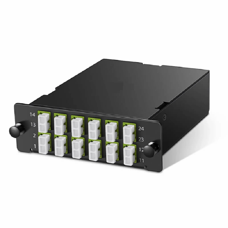 SFPS FHDA MTP®-LC Cassette, OM5 Multimode, Type A, 12 Fibers, MTP®-12 (Male) to 6 x LC Duplex, 0.35dB Max.