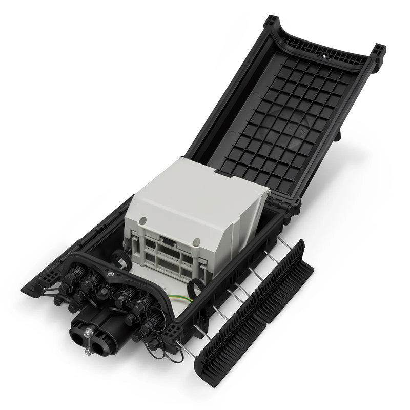 SFPS Fully Pre-Terminated Fiber Distribution Hub Box for Quick ODN, 1 Uncut Port, 13 SC/APC Hardened Adapters, Mechanical Seal, Supports 1:2/1:4/1:8 Mini Splitters, PP+GF, IP68, Wall/Pole/Aerial Mount, Indoor/Outdoor