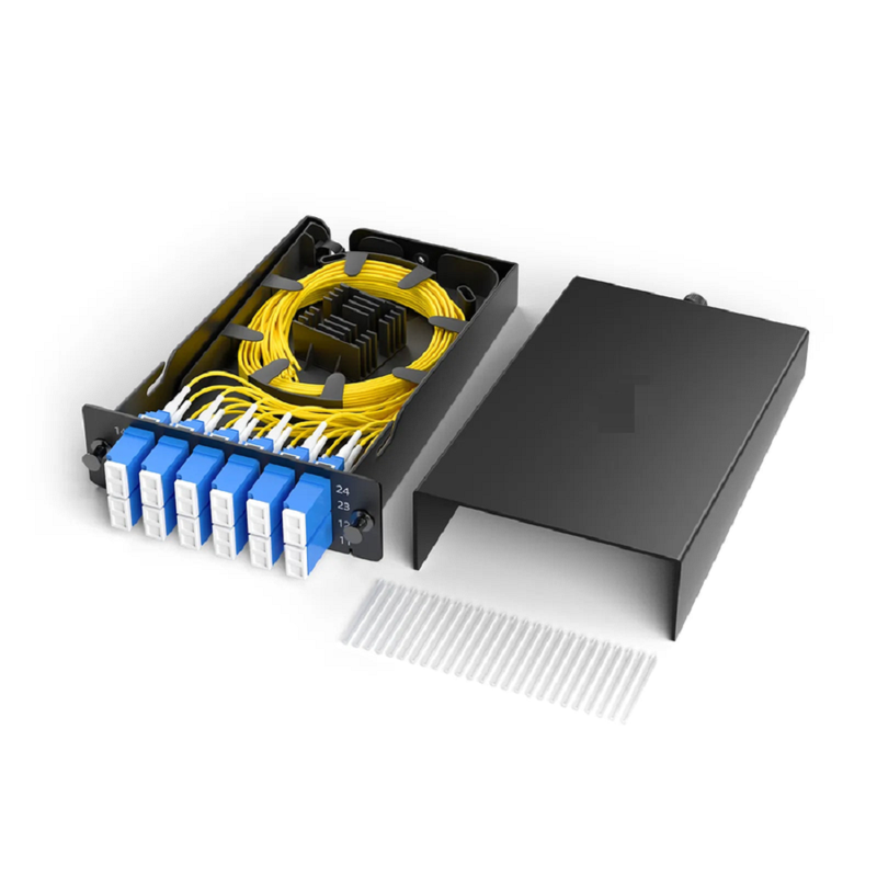 SFPS FHDA LC Splice Cassette with Pigtails, 12 Fibers OM4 Multimode, 6 x LC UPC Duplex (Aqua), 0.3dB Max.