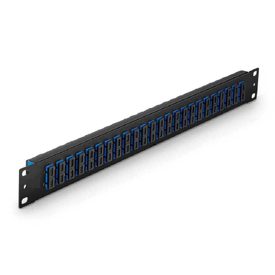 SFPS FHUA 1U 19'' Fiber Adapter Panel, 48 Fibers OS2 Single Mode, 24 x SC UPC Duplex (Blue) Adapter, Ceramic Sleeve