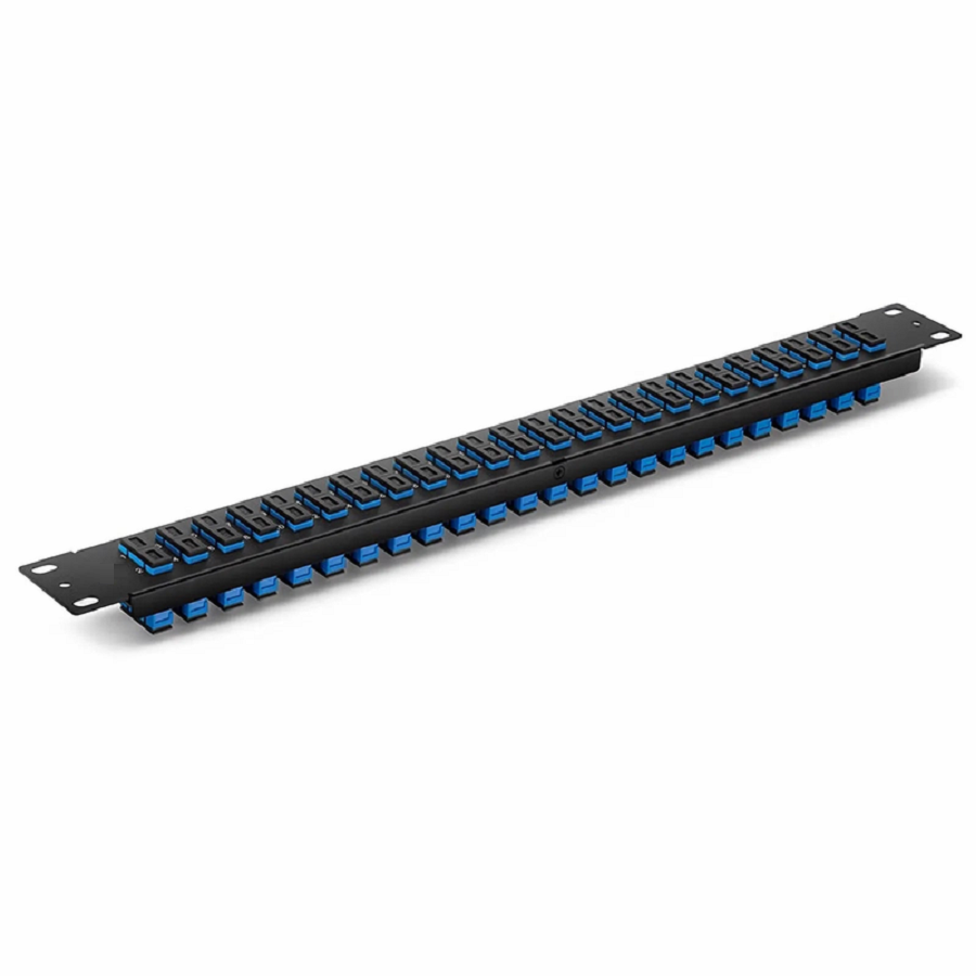 SFPS FHUA 1U 19'' Fiber Adapter Panel, 48 Fibers OS2 Single Mode, 24 x SC UPC Duplex (Blue) Adapter, Ceramic Sleeve