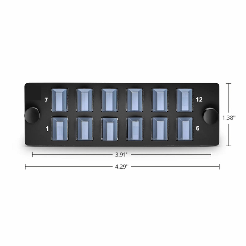 SFPS FHDA Fiber Adapter Panel, 24 Fibers OS2 Single Mode, 12 x LC UPC Duplex (Blue) Adapter, Ceramic Sleeve