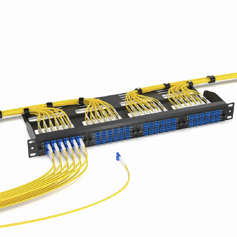 SFPS FHDA Fiber Adapter Panel, 24 Fibers OS2 Single Mode, 12 x LC UPC Duplex (Blue) Adapter, Ceramic Sleeve