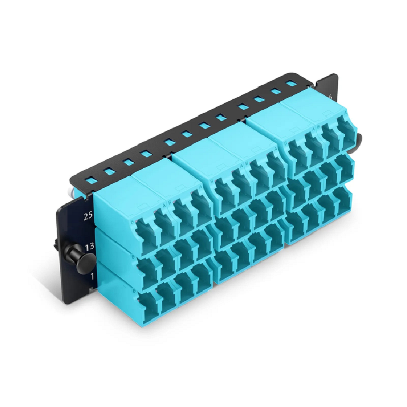 SFPS FHDA Fiber Adapter Panel, 36 Fibers OS2 Single Mode, 18 x Shuttered LC UPC Duplex (Blue) Adapter, Ceramic Sleeve