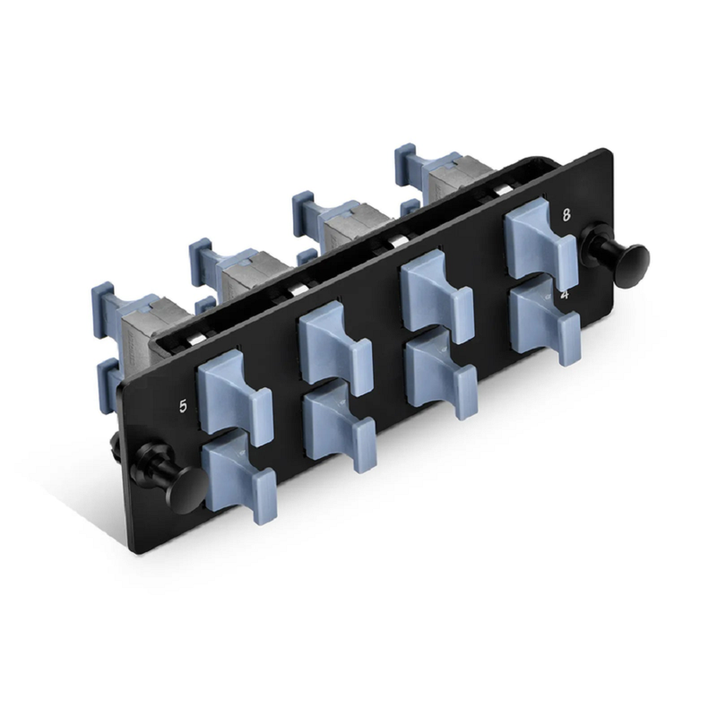 SFPS FHDA Fiber Adapter Panel, OM3/OM4, 8 x MTP®-8/12/24 Key Up to Key Up (Charcoal Gray) Adapter, Type B