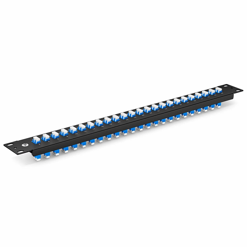 SFPS FHUA 1U 19'' Fiber Adapter Panel, 48 Fibers OS2 Single Mode, 24 x LC UPC Duplex (Blue) Adapter, Ceramic Sleeve