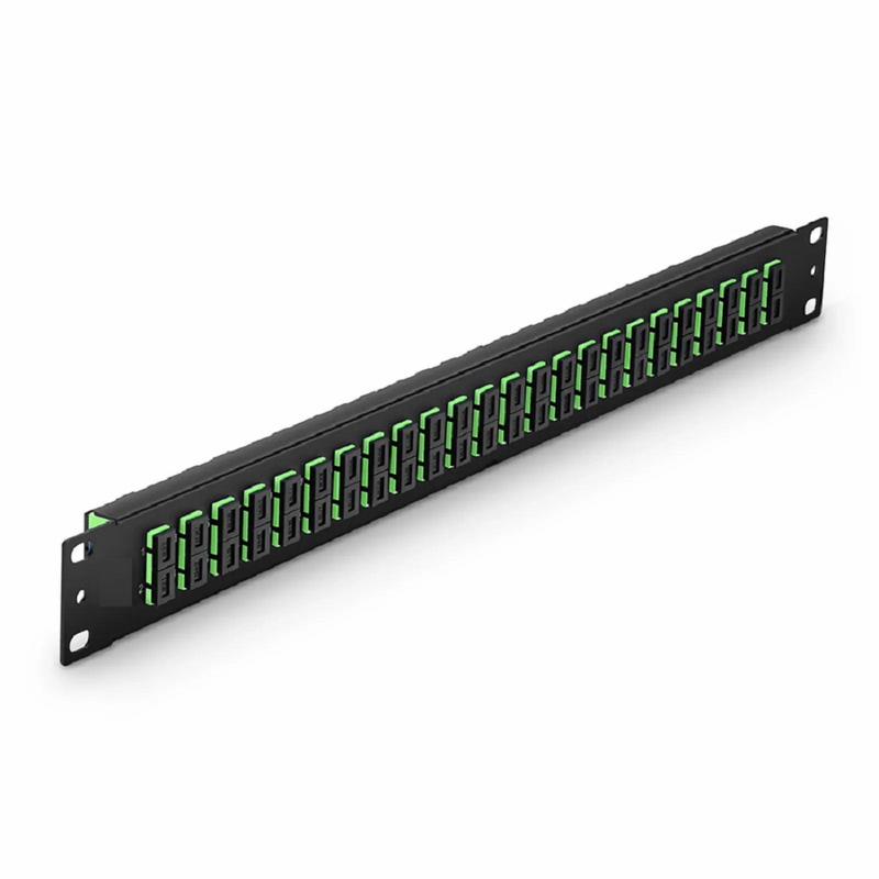 SFPS FHUA 1U 19'' Fiber Adapter Panel, 48 Fibers OS2 Single Mode, 24 x SC APC Duplex (Green) Adapter, Ceramic Sleeve