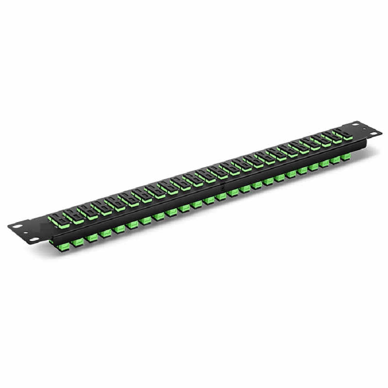 SFPS FHUA 1U 19'' Fiber Adapter Panel, 48 Fibers OS2 Single Mode, 24 x SC APC Duplex (Green) Adapter, Ceramic Sleeve