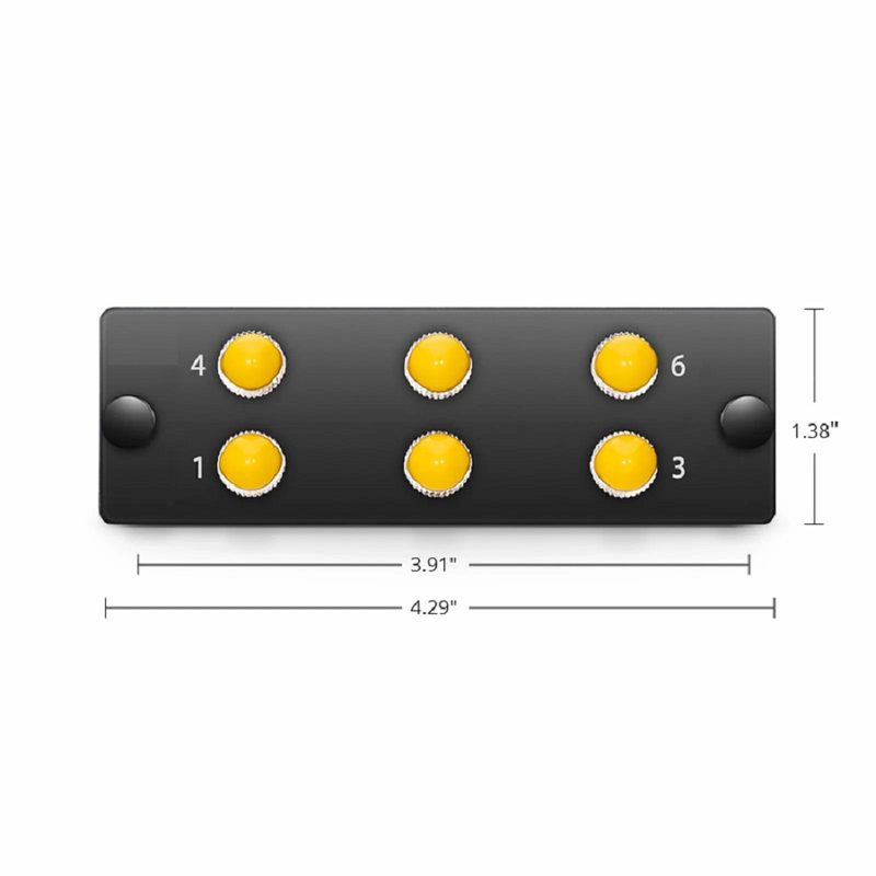 SFPS FHDA Fiber Adapter Panel, 6 Fibers OM3/OM4 Multimode, 6 x ST Simplex (Plated) Adapter, Ceramic Sleeve