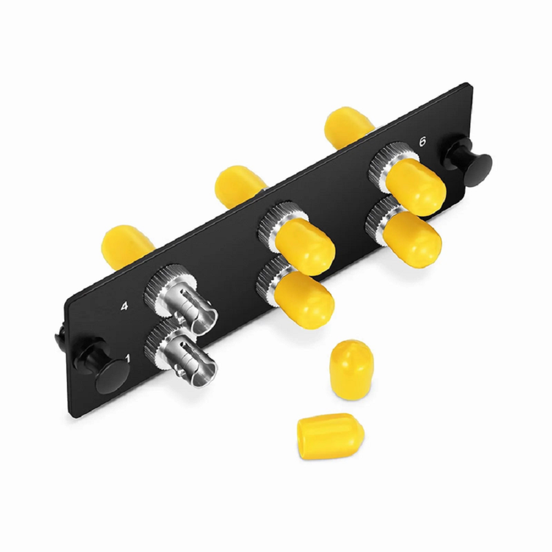 SFPS FHDA Fiber Adapter Panel, 8 Fibers OS2 Single Mode, 8 x ST Simplex (Plated) Adapter, Ceramic Sleeve