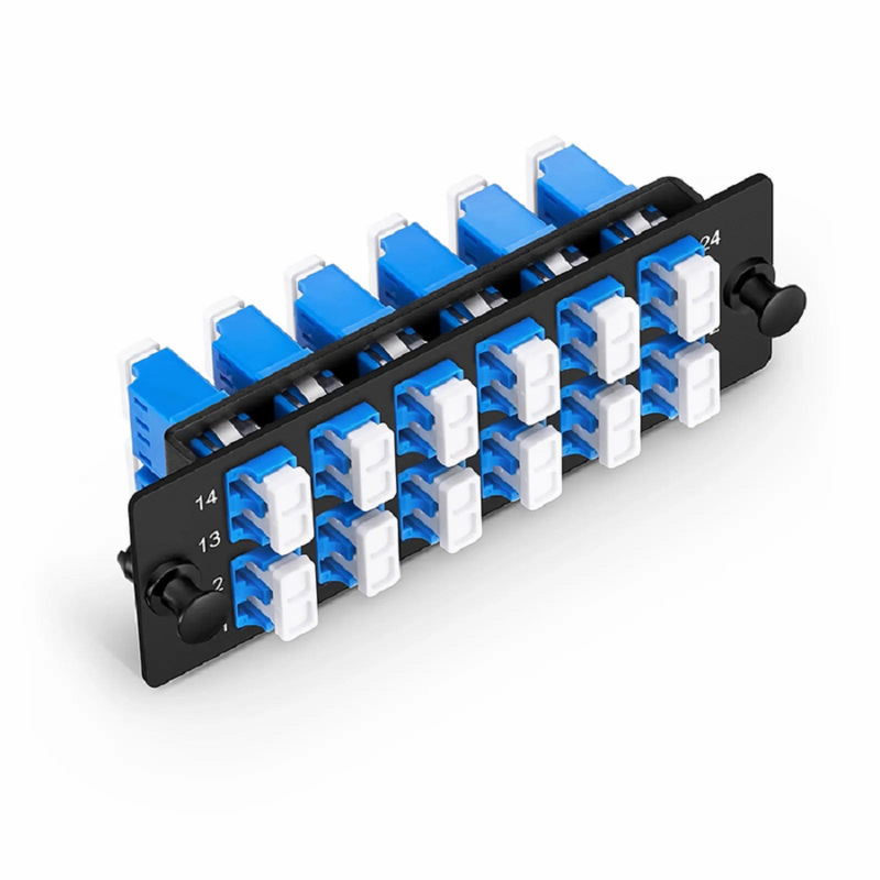 SFPS FHDA Fiber Adapter Panel, 24 Fibers OS2 Single Mode, 12 x LC UPC Duplex (Blue) Adapter, Ceramic Sleeve