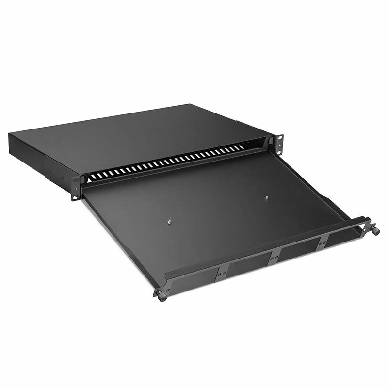 SFPS FHDA High Density 1U Rack Mount Enclosure Unloaded, Sliding and Tilt-down Drawer, Holds up to 4 x FHDA Cassettes, Panels, or Splice Trays, 144 Fibers (LC)