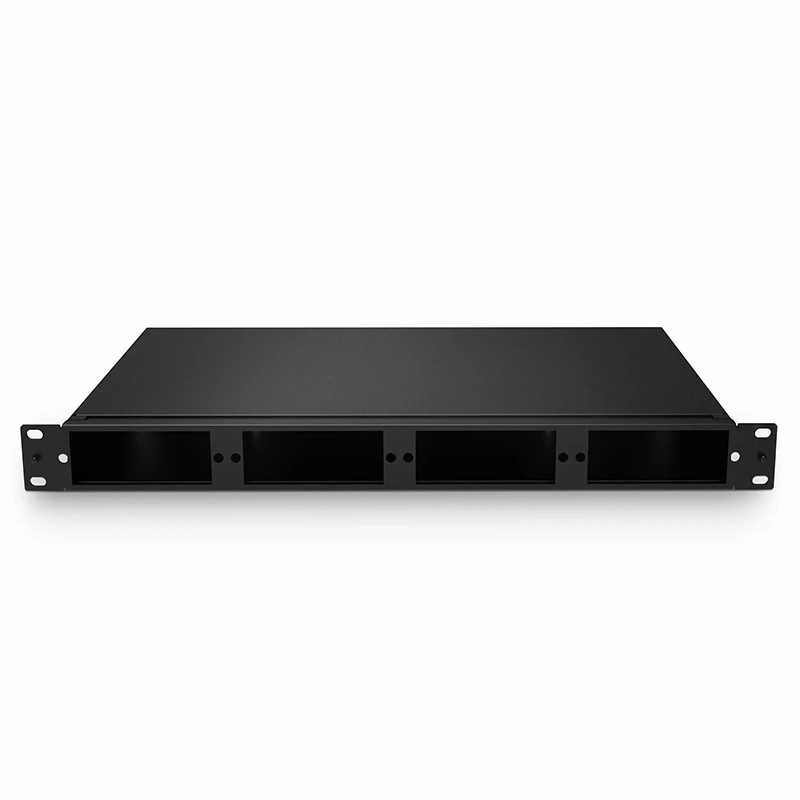 SFPS FHDA High Density 1U Rack Mount Enclosure Unloaded, Tool-less Removable Top Cover, Holds up to 4 x FHDA Cassettes, Panels, or Splice Trays, 144 Fibers (LC)