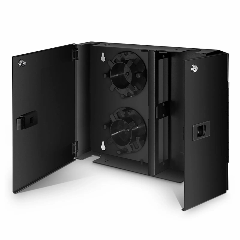 SFPS FHDA Wall Mount Enclosure Unloaded, 2 Ports, Holds up to 2 x FHDA Cassettes or Panels, 2 x Splice Trays, 48 Fibers (LC)