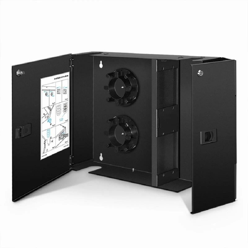 SFPS FHDA Wall Mount Enclosure Unloaded, 4 Ports, Holds up to 4 x FHDA Cassettes or Panels, 4 x Splice Trays, 96 Fibers (LC)