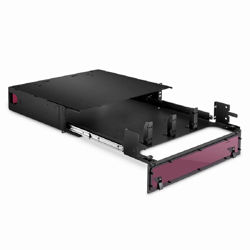 SFPS FHDA High Density 2U Rack Mount Enclosure Unloaded, Sliding Drawer, Holds up to 8 x FHDA Cassettes, Panels or Splice Trays, 288 Fibers (LC)