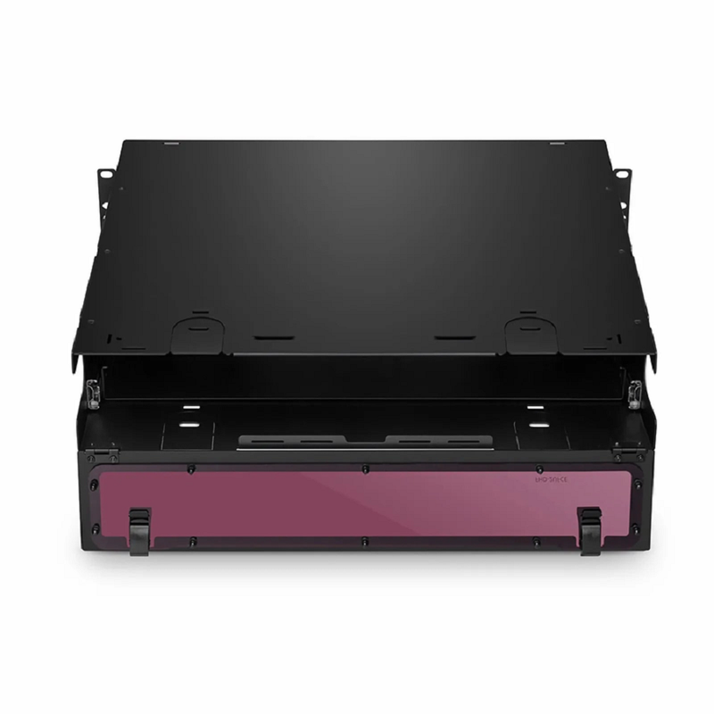 SFPS FHDA High Density 2U Rack Mount Enclosure Unloaded, Sliding Drawer, Holds up to 8 x FHDA Cassettes, Panels or Splice Trays, 288 Fibers (LC)