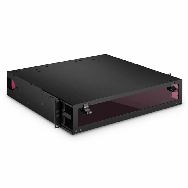 SFPS FHDA High Density 2U Rack Mount Enclosure Unloaded, Sliding Drawer, Holds up to 8 x FHDA Cassettes, Panels or Splice Trays, 288 Fibers (LC)